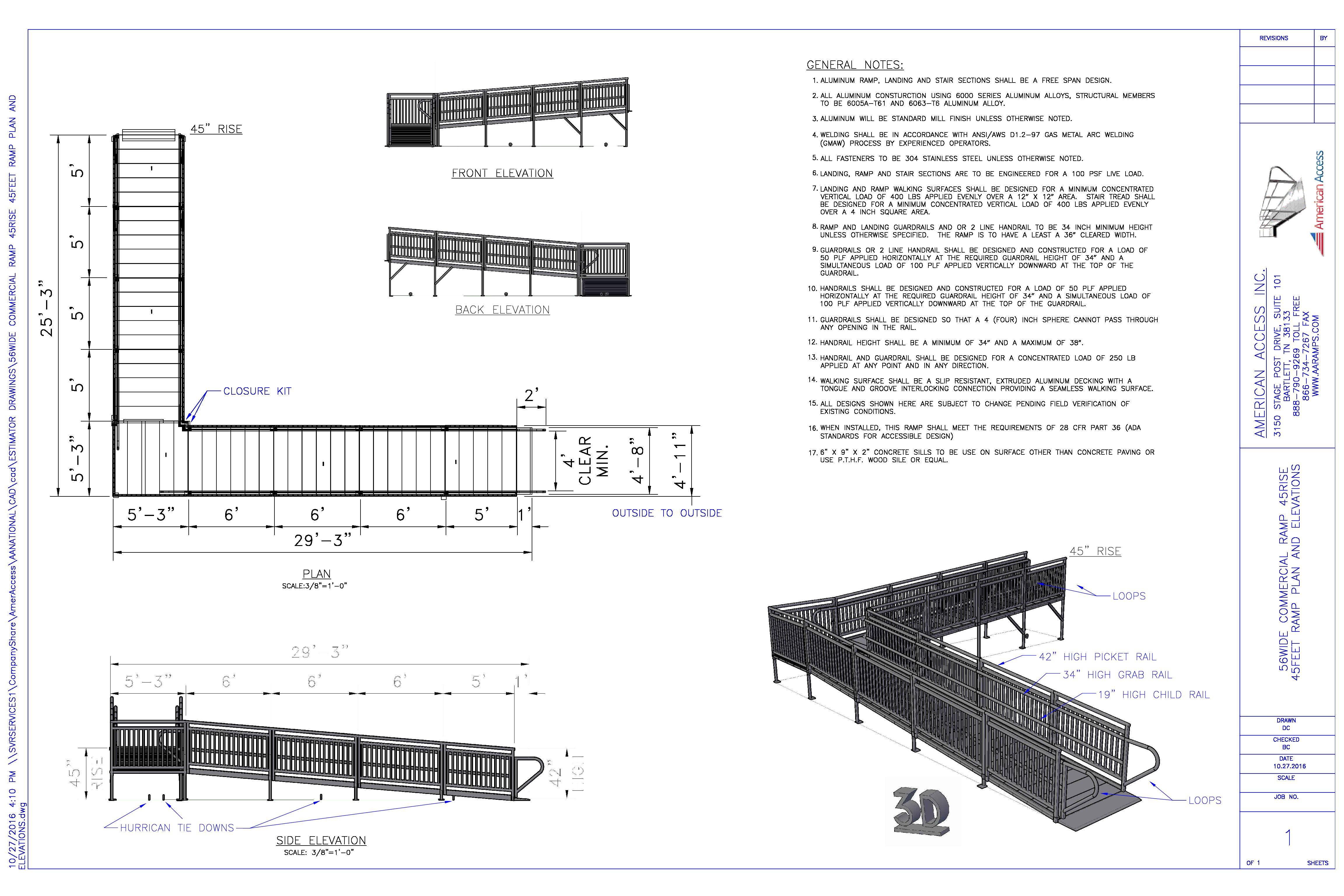 56 WIDE COMMERCIAL RAMP 45 RISE 45 FEET RAMP PLAN - American Access Ramps, image size:4608x3072